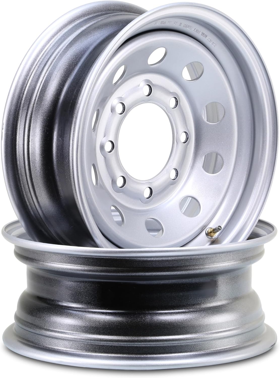 LIBRA 16 x 6 Heavy Duty 4400lbs Trailer Wheels 8 Lug on 6.5" Bolt Pattern Silver Mod, Set 2-17060