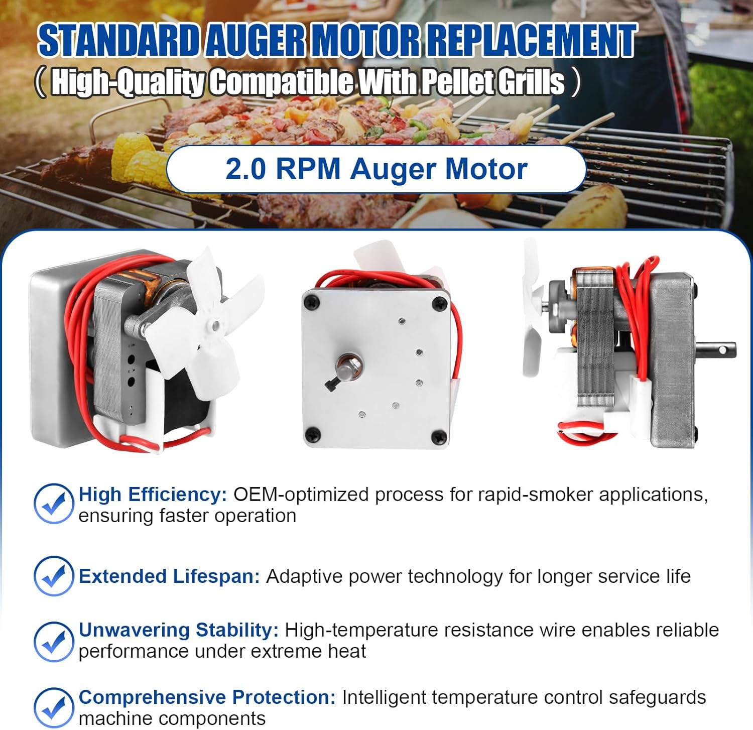 Traeger & Pit Boss Grill Replacement Parts Kit - Auger Motor, Hot Rod Igniter with Fuse, Induction Fan, Burn Pot with Screws, Compatible with Most Traeger & Pit Boss Pellet Grills