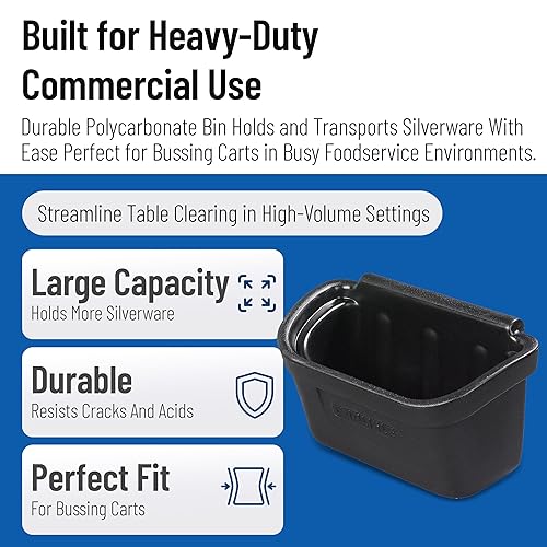 Miniatura 3 de Carlisle FoodService Products CC11SH03 Cubo de cubiertos de policarbonato para carrito de autobús, 11 pulgadas de largo x 18 pulgadas de ancho x 11