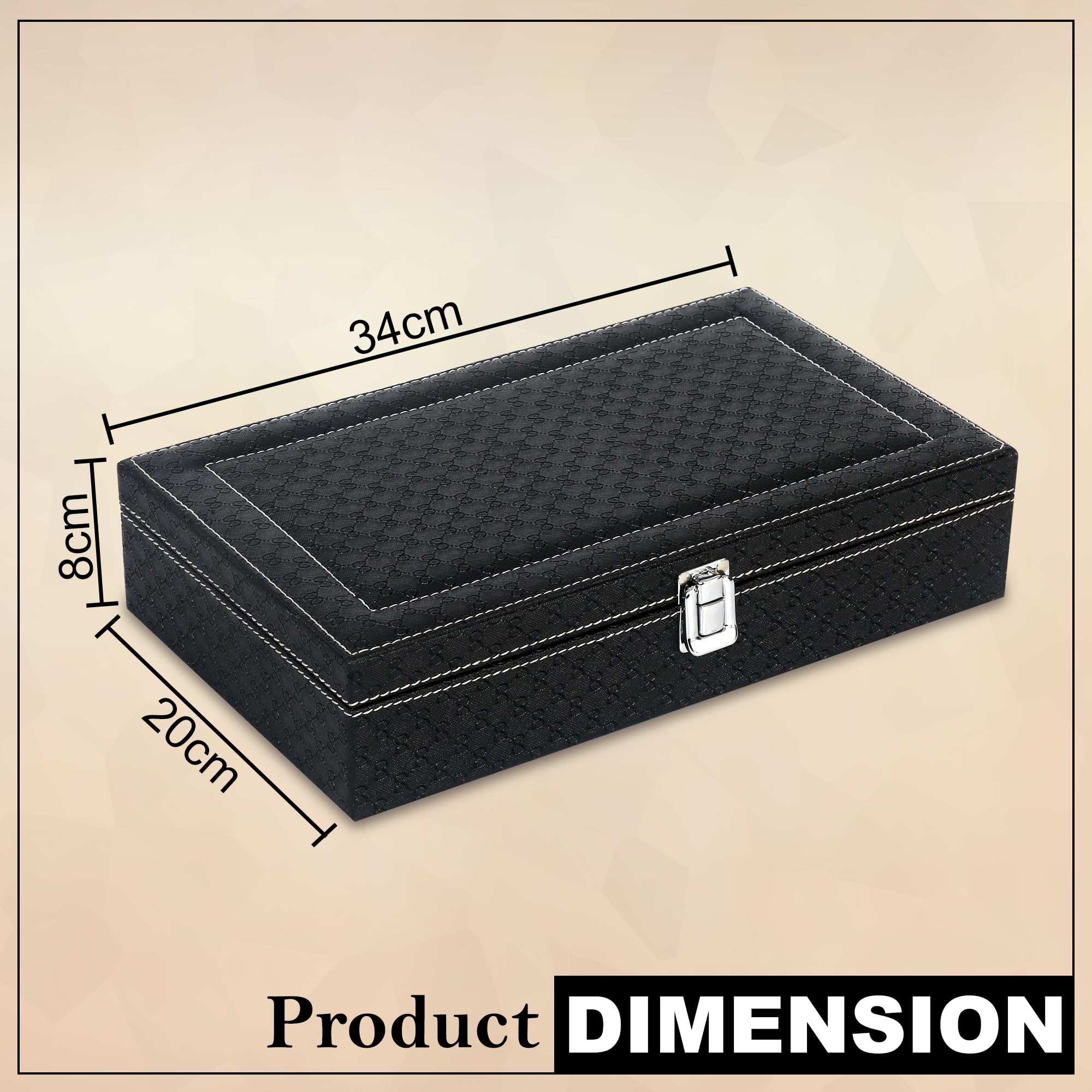 ALAWO Watch Box Organizer and Sunglasses Case with 6 Slots for Watches and 3 Slots for Sunglasses in Black & Cherry Color 2
