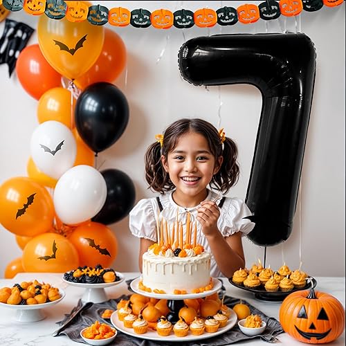Miniatura 4 de KatchOn, Globo gigante negro del número 7 de 40 pulgadas, decoraciones de cumpleaños para niños y niñas de 7 años