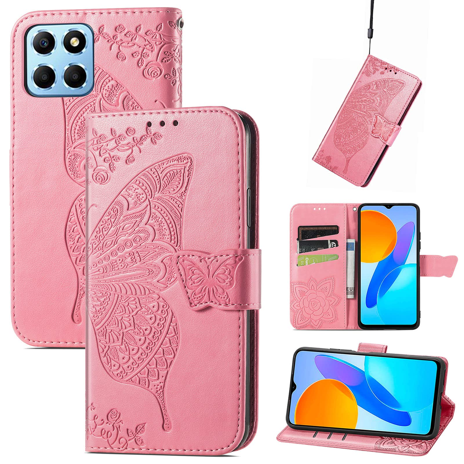 Fertuo Cover per Honor X6 / Honor X8 5G / Honor 70 Lite, Custodia Portafoglio Cover a Libro in Pelle Flip Case con Silicone Bumper, Fibbia Magnetica, Porta Carte, Kickstand, per Honor