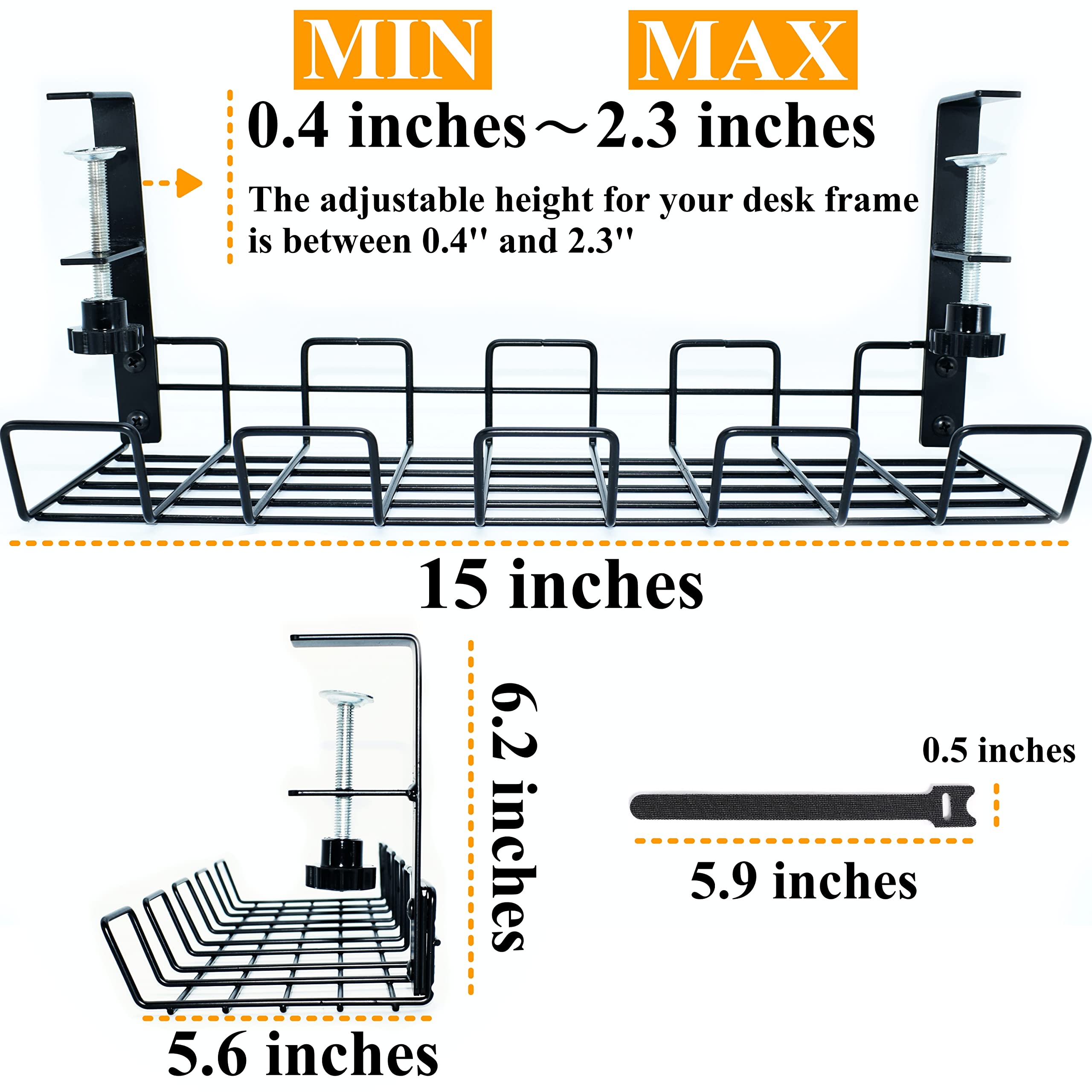 Snapklik.com : Under Desk Cable Management Tray No Drill To Desk Cable ...