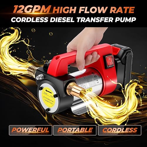 Miniatura 2 de Bomba de transferencia diésel alimentada por batería de 21 V 260 W, kit de bomba de transferencia de combustible eléctrica con batería de 2000 mAh,