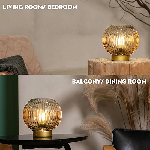 Miniatura 5 de Lámpara a pilas con control remoto, lámparas de mesa alimentadas por batería con temporizador y bombilla LED reemplazable, lámpara pequeña de brillo