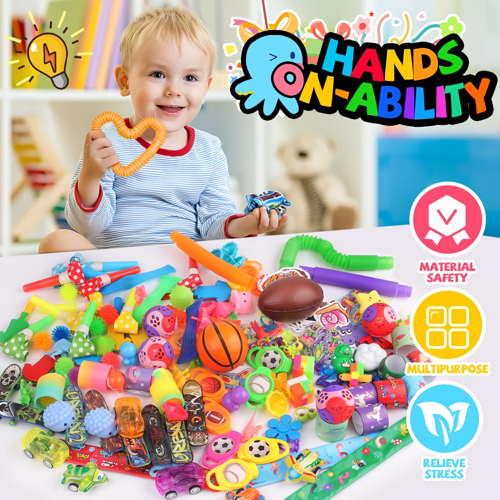 nicknack 200Piezas Relleno Piñatas de Cumpleaños Infantil, Juguetes de Fiesta a Granel, Rellenar Bolsas de Regalos, Favores de Fiesta, Piñata Cumpleaños Infantil para Niños y Niñas