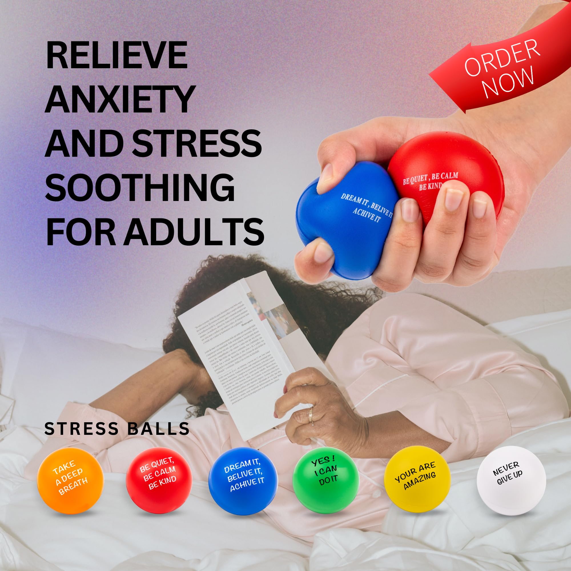 6Pcs Motivational Stress Ball set for adults and kids for Anxiety Muscle Focus Improvement - Image 4