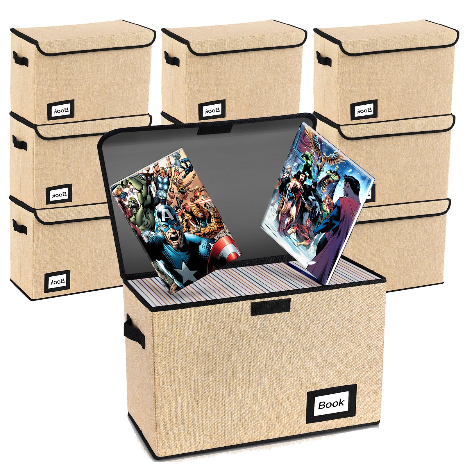 Comic-Buch-Aufbewahrungsbox, 40,1 x 19,8 x 30 cm, zusammenklappbar, fasst 160–180 Comic-Bücher, Organizer, Schwerlast-Bin, Behälter (Gelb)