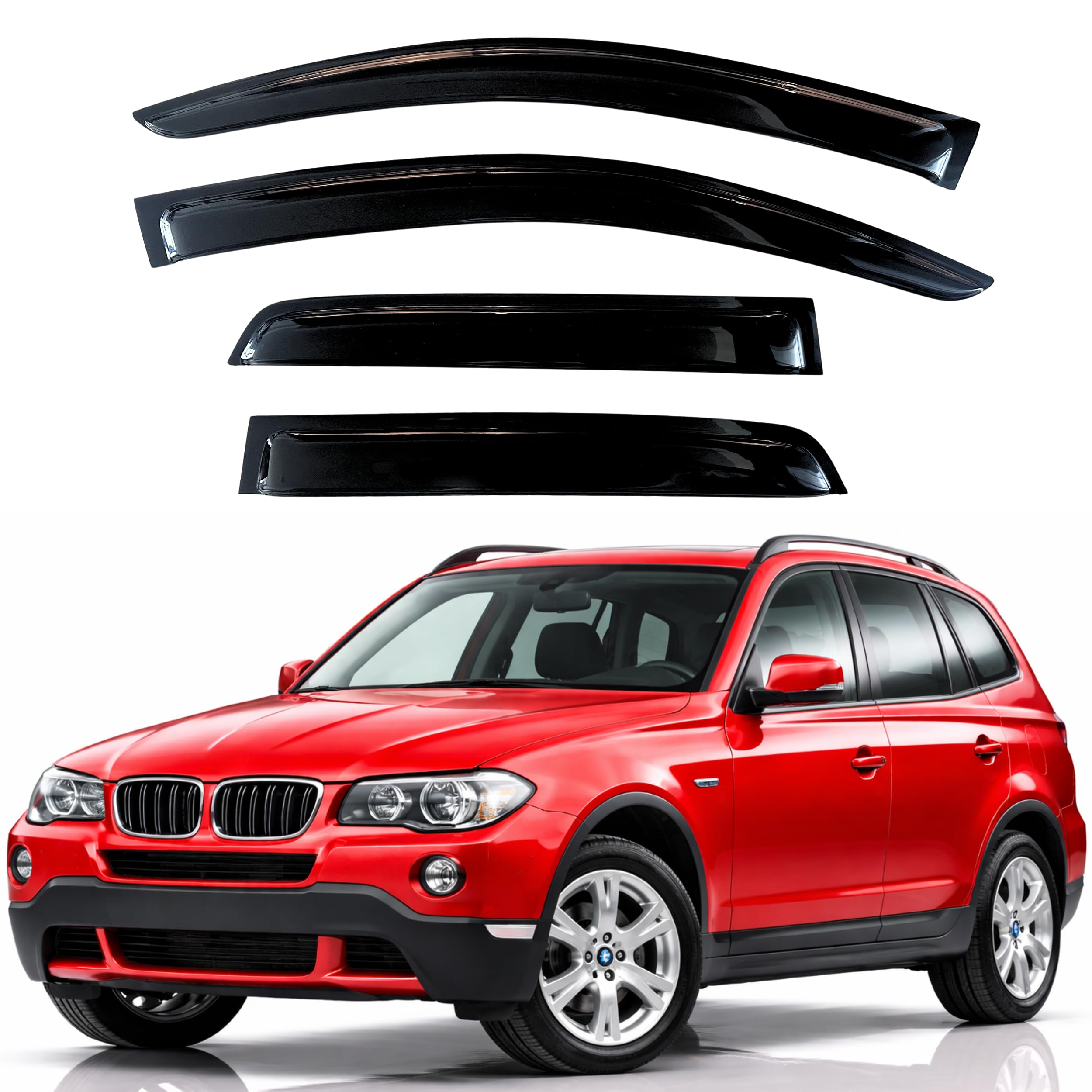 KPY Rain Guards Fit for 2003-2010 BMW X3, Out-Channel Window Visors Vent Wind Deflectors 4PC, Car Accessories for 03-10 BMW X3
