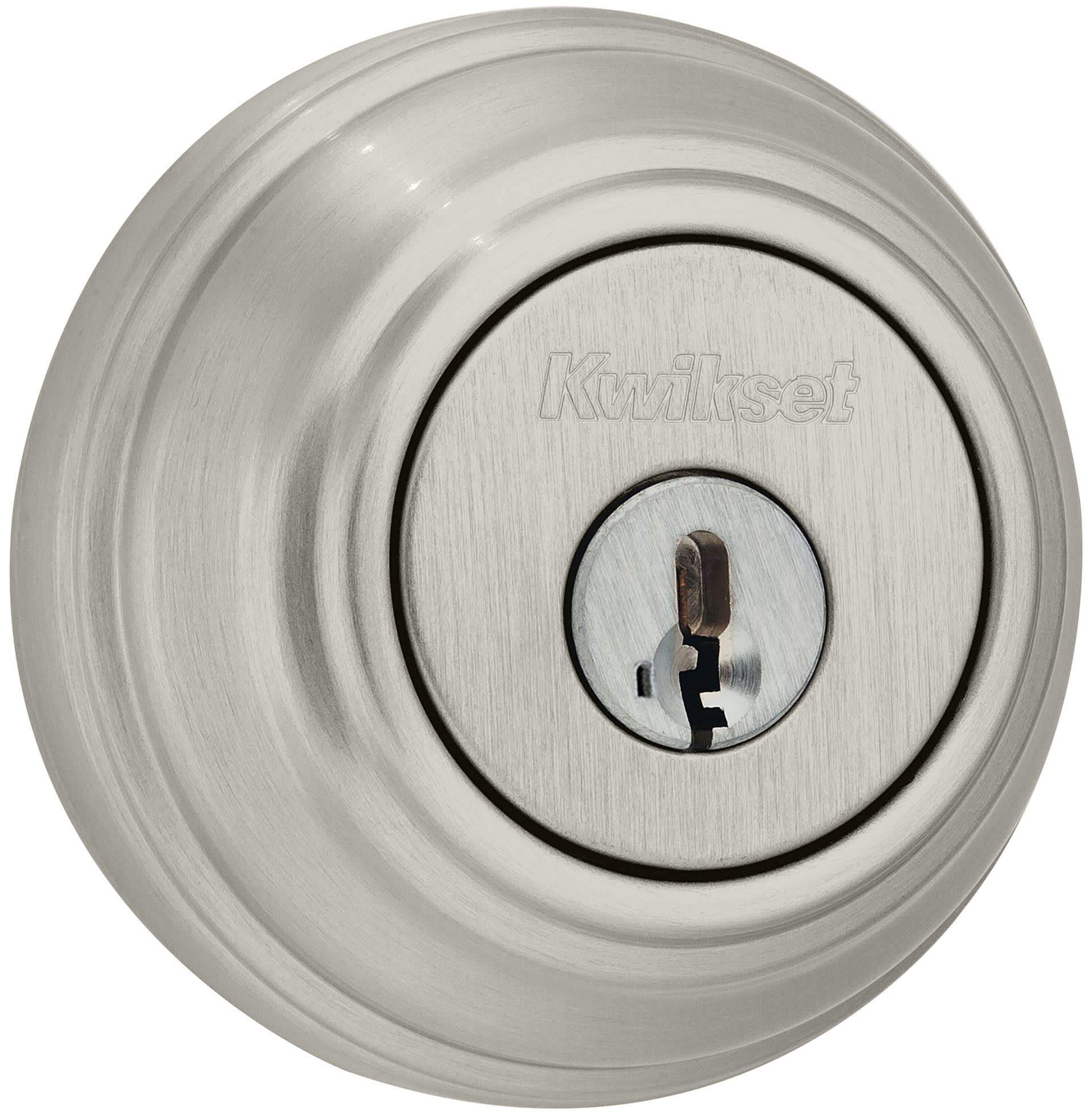 980 Deadbolt, Keyed One Side, featuring SmartKey Security in Satin Nickel
