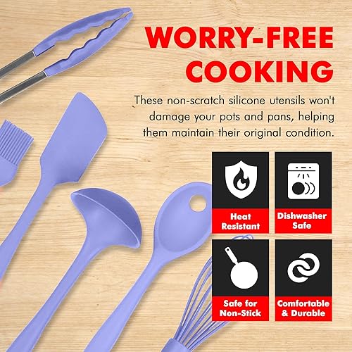 Miniatura 3 de Chef Craft - Juego de herramientas y utensilios de cocina de silicona de alta calidad, antiarañazos, soporta temperaturas de hasta 450 F, sin BPA,