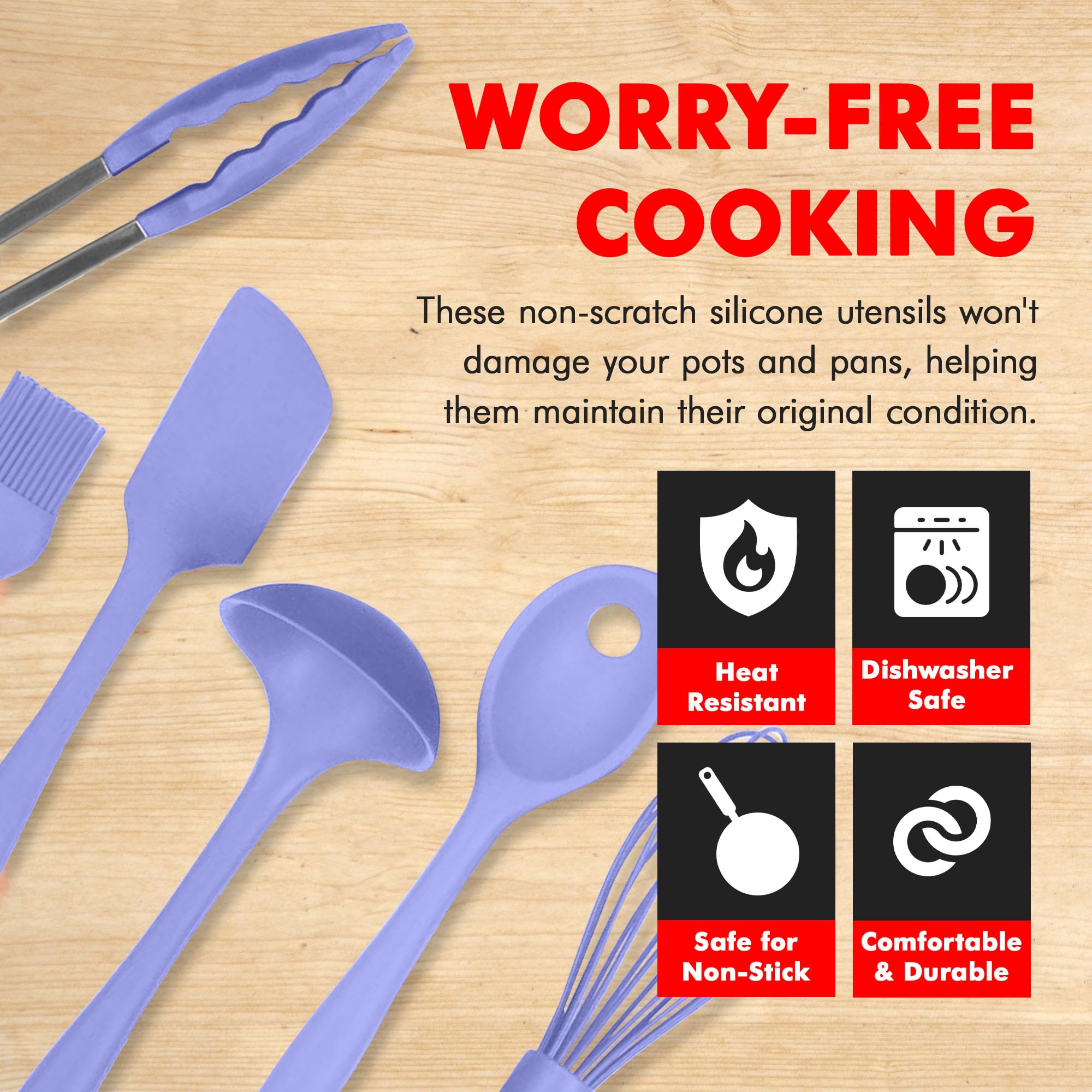 Chef Craft 42128 Premium Silicone Küchenhelfer und Utensilien-Set, Silikon, Pastellblau