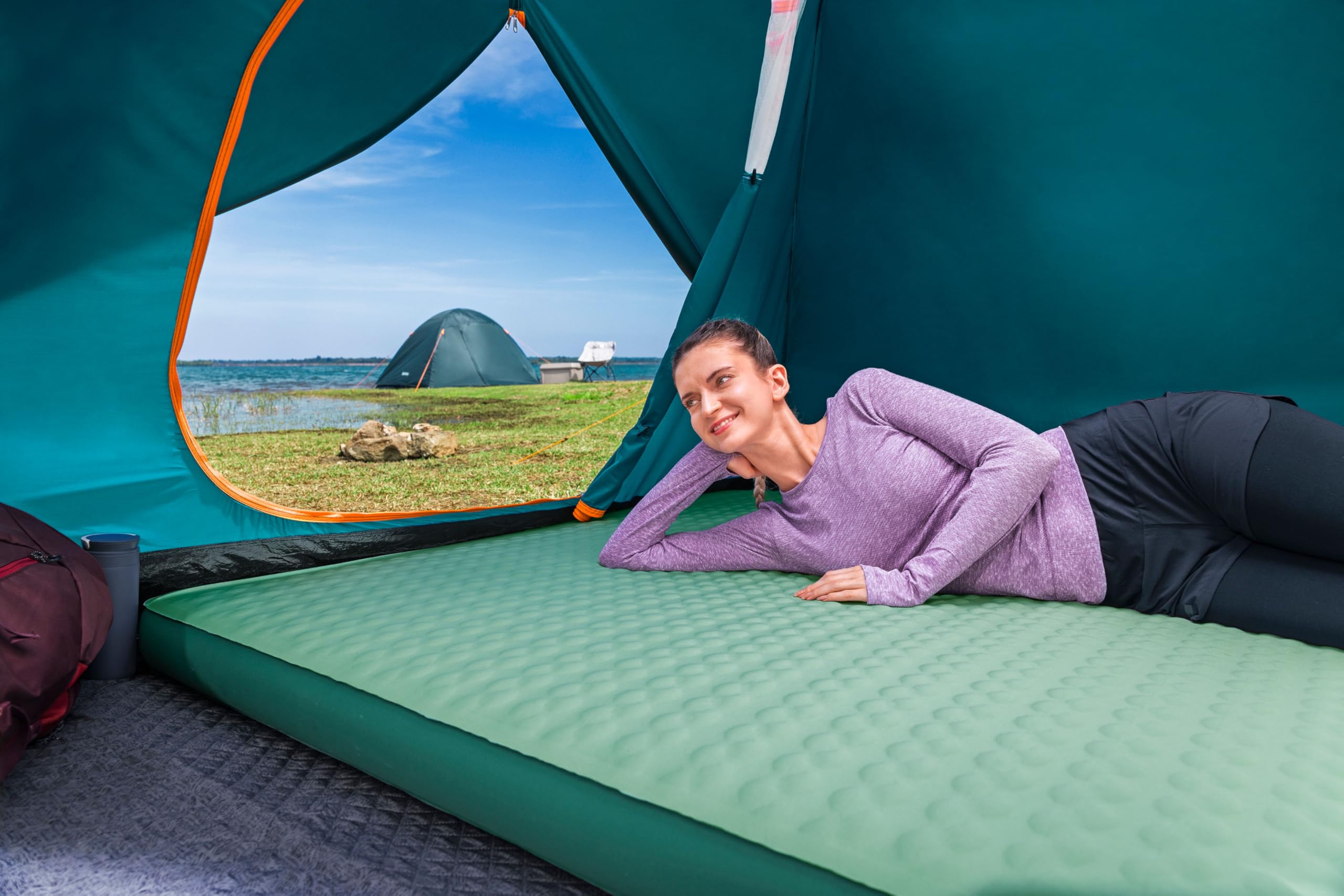 Bestway Selbstaufblasende Doppel-Isomatte ComfortTrek 202,5 x 153 x 11 cm für 2 Personen, Campingmatte mit hohem R-Wert 5,2, Dicke Luftmatratze für Outdoor & Kalte Nächte