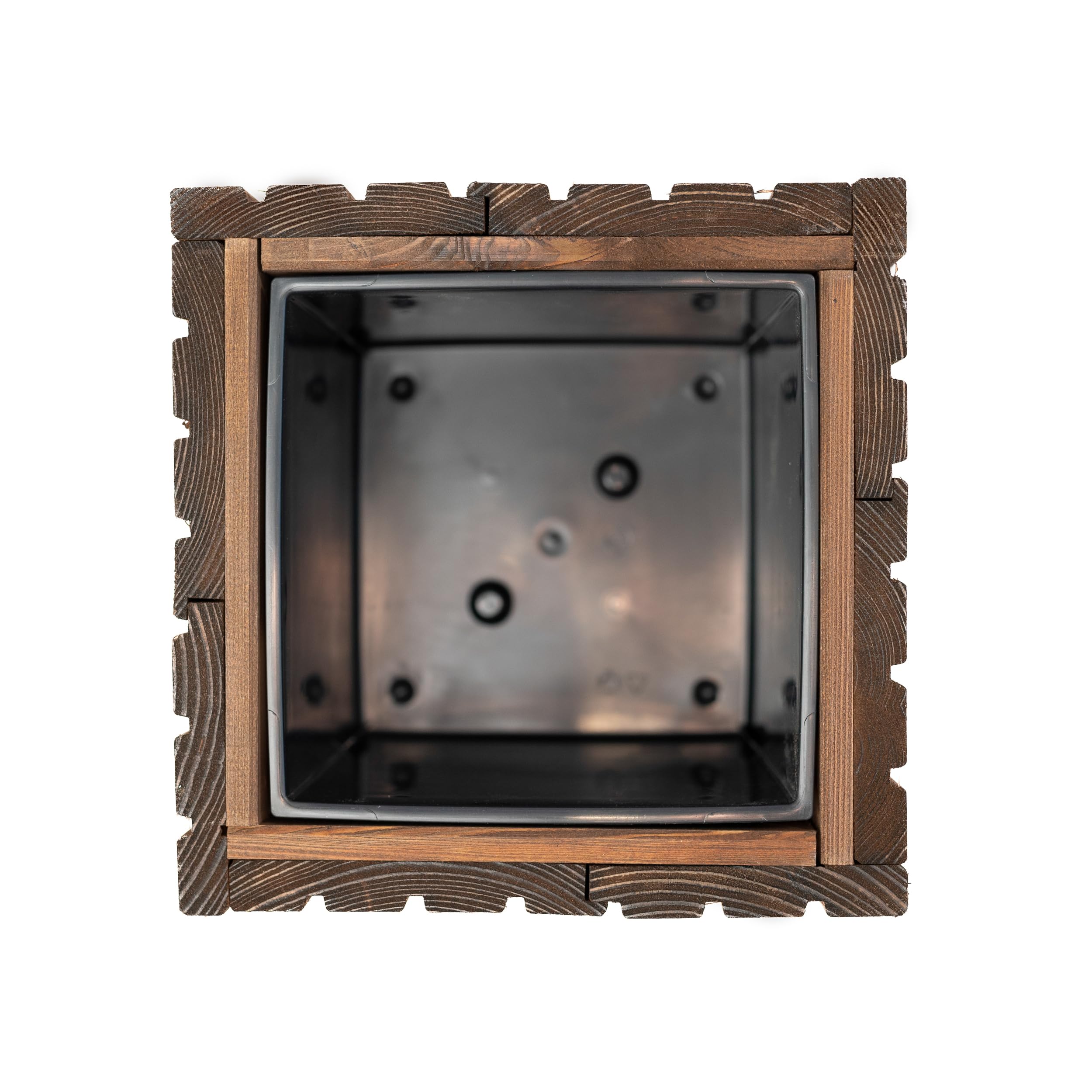 BOGATECO Jardinera de Madera | Maceta 40 x 25 x 25 cm | Para Hogar, Jardín, Balcón, Terraza | Con Inserto de Plástico | Impregnada | Marrón Oscuro