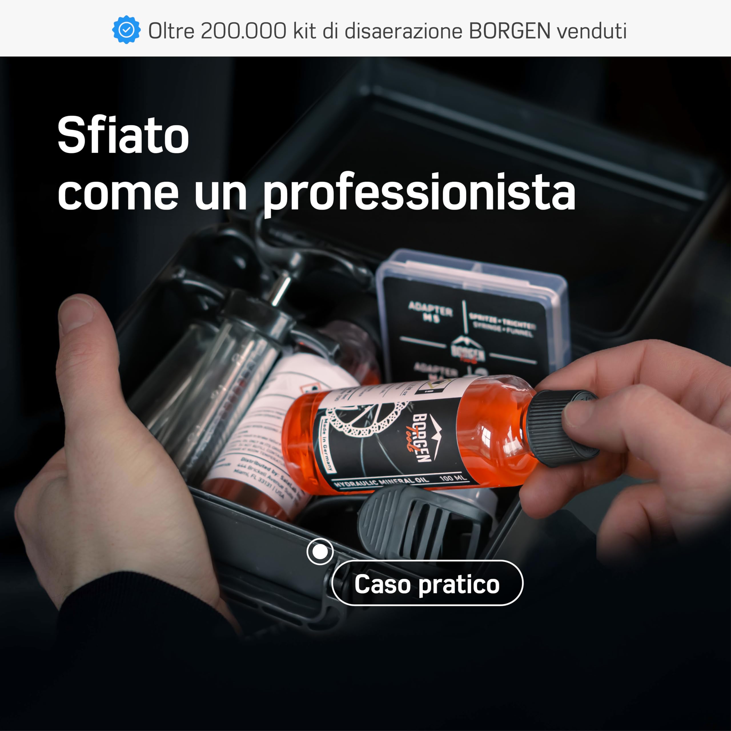 Borgen PRO kit spurgo per freni Shimano, Tektro e TRP bicicletta – kit di spurgo con istruzioni, 2× olio minerale liquido, kit di spurgo, kit spurgo freni bicicletta
