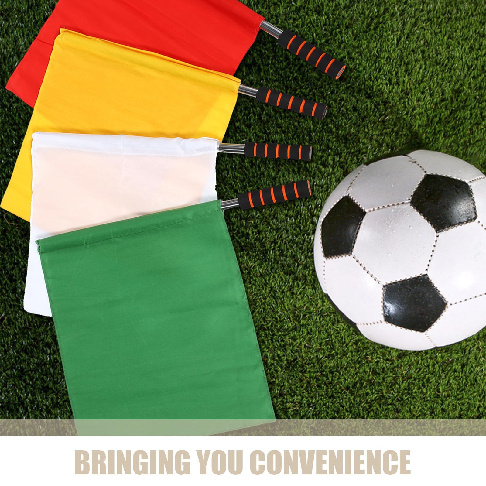 Banderas Diseño de Alta Visibilidad y Poliéster 8 Mango de Acero Inoxidable Portátiles de Árbitro de Fútbol para Competiciones al Aire Libre y Entrenamientos Deportivos