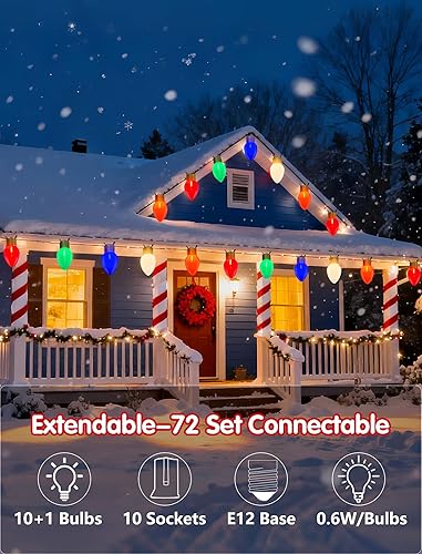 Miniatura 4 de Luces gigantes de Navidad para exteriores, 16 pies, luces de Navidad gigantes luces de cadena con 10 bombillas grandes multicolores, luces Varios