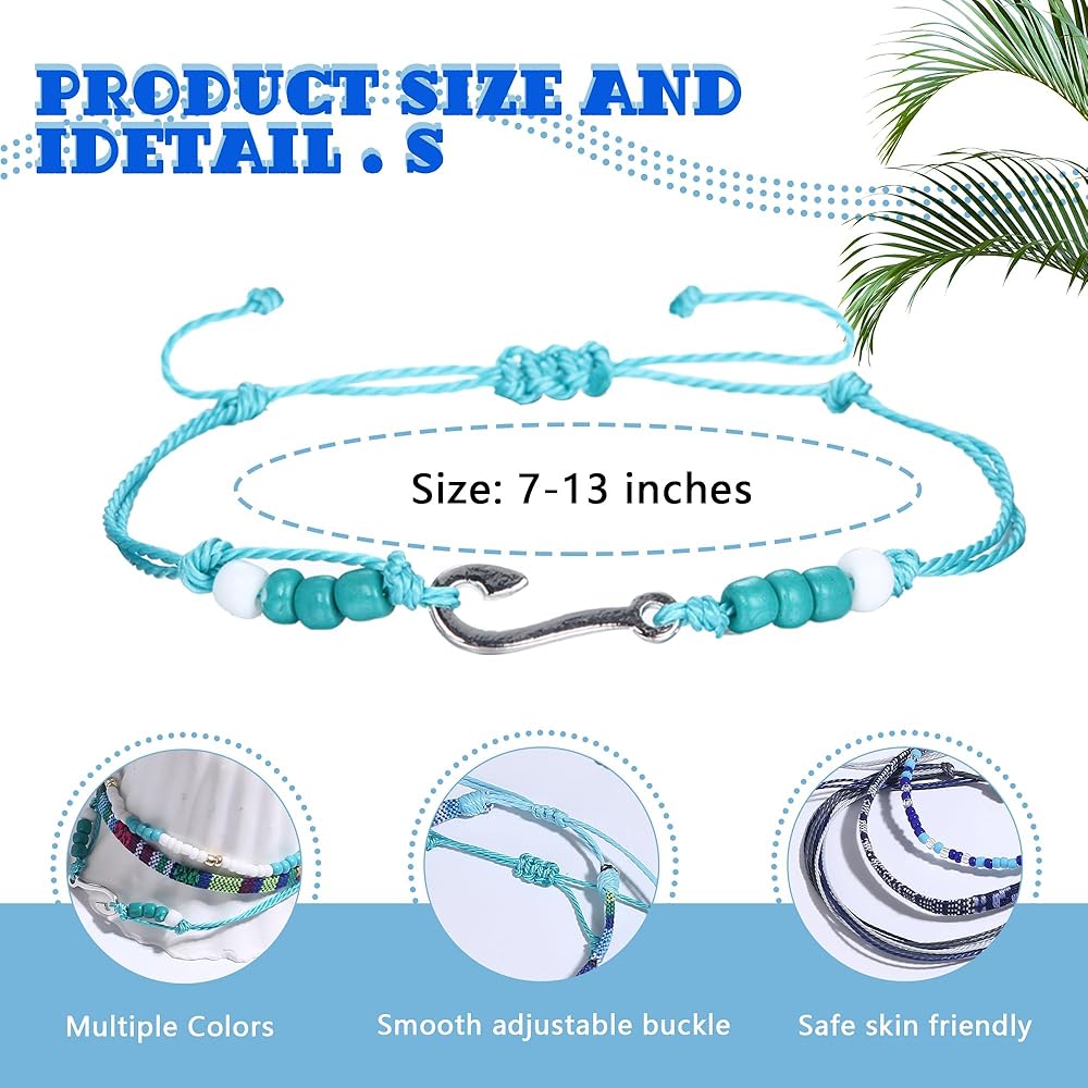 24 Braccialetti Da Spiaggia Colorati Per Donna E Uomo - Bracciali Surfista, Corda E Perline, Regolabili - Foto 4