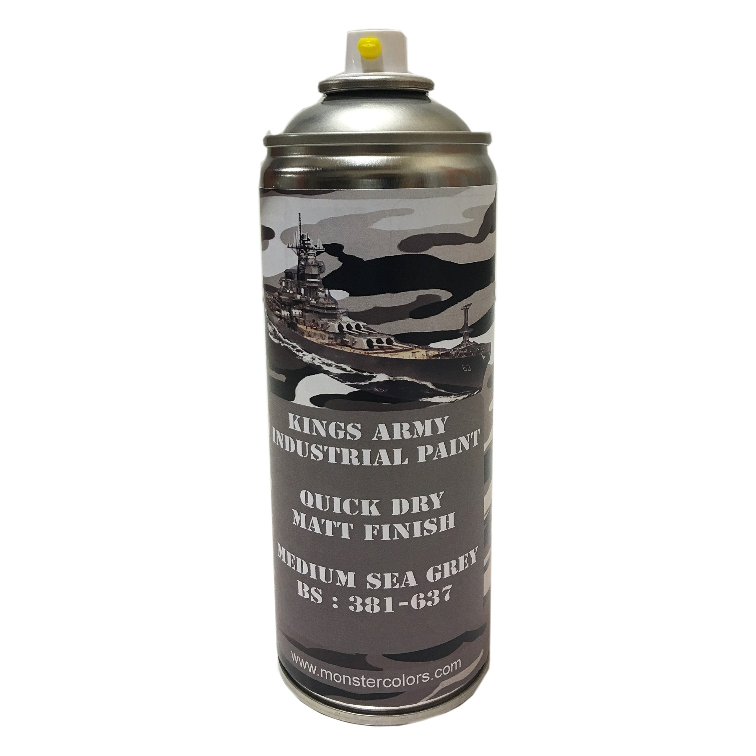 Kings Army Medium Sea Grey Bs 381 637 Military Matt Spray Paint 400ml Military Vehicle Paint, Airsoft, Paintball, Model Maker Paint, Fishing