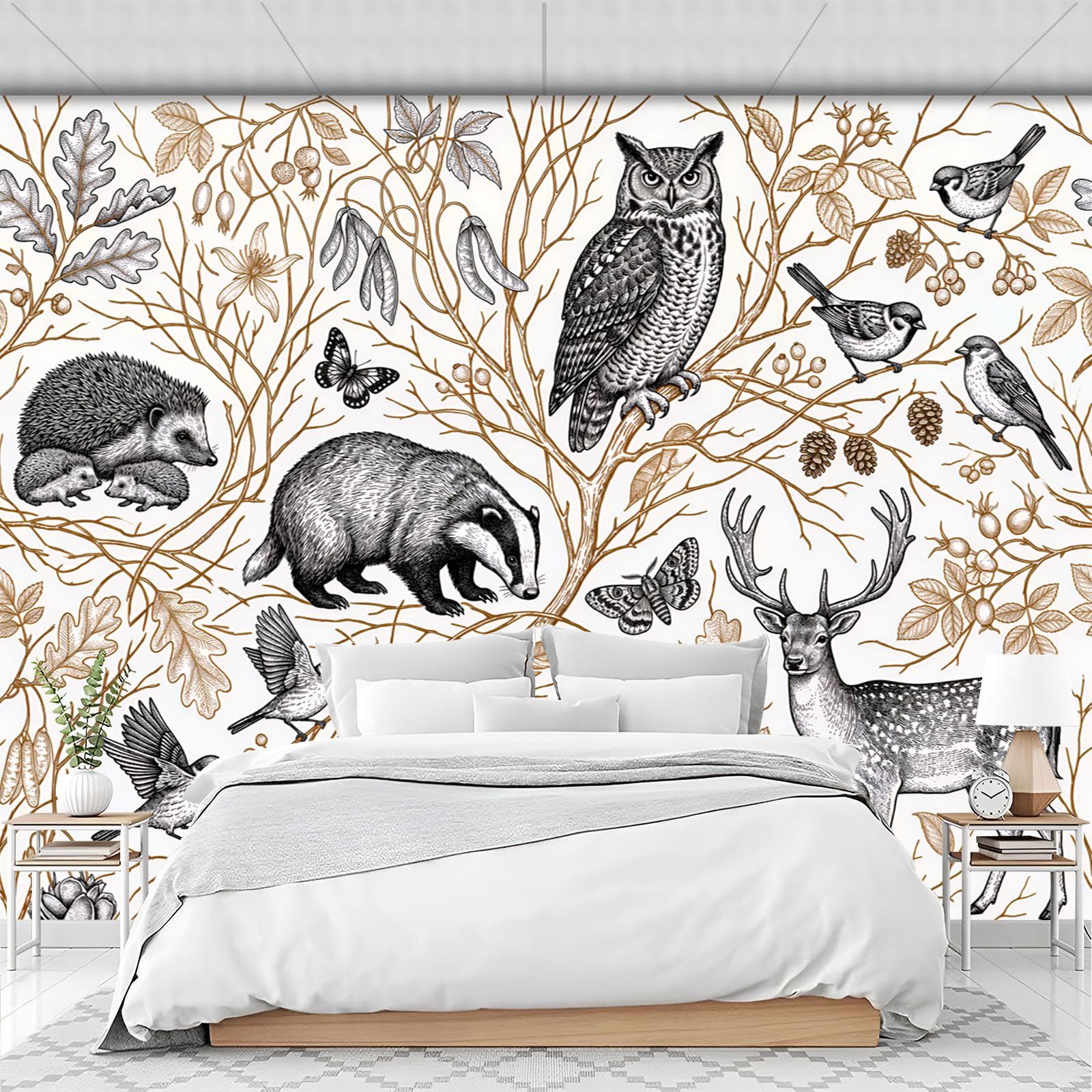 Papier peint panoramique 3D forêt pour chambre enfant