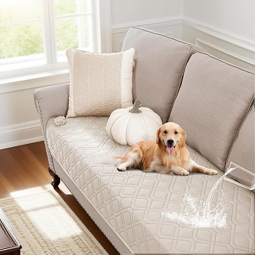 PrinceDeco Funda de sofá impermeable para perros, manta lavable para cama, sofá, funda para cama al aire libre con respaldo antideslizante (32 x 82