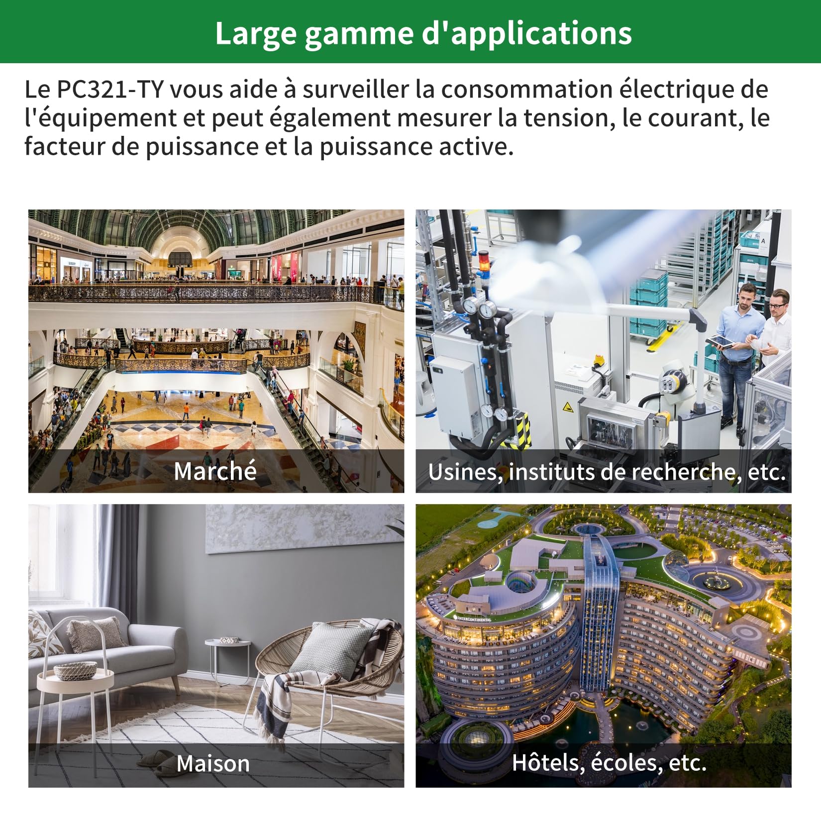 OWON Moniteur d'énergie domestique intelligent WiFi triphasé, Pince Ampèremétrique triphasée avec 3 Capteurs de Niveau de Circuit 80 A, Moniteur d'électricité en Temps Réel