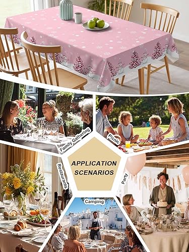 Miniatura 5 de Mantel de muñeco de nieve de Navidad impermeable para mantel redondo, rectangular, ovalado, cuadrado, 54 x 54 pulgadas, mantel para otoño, baby