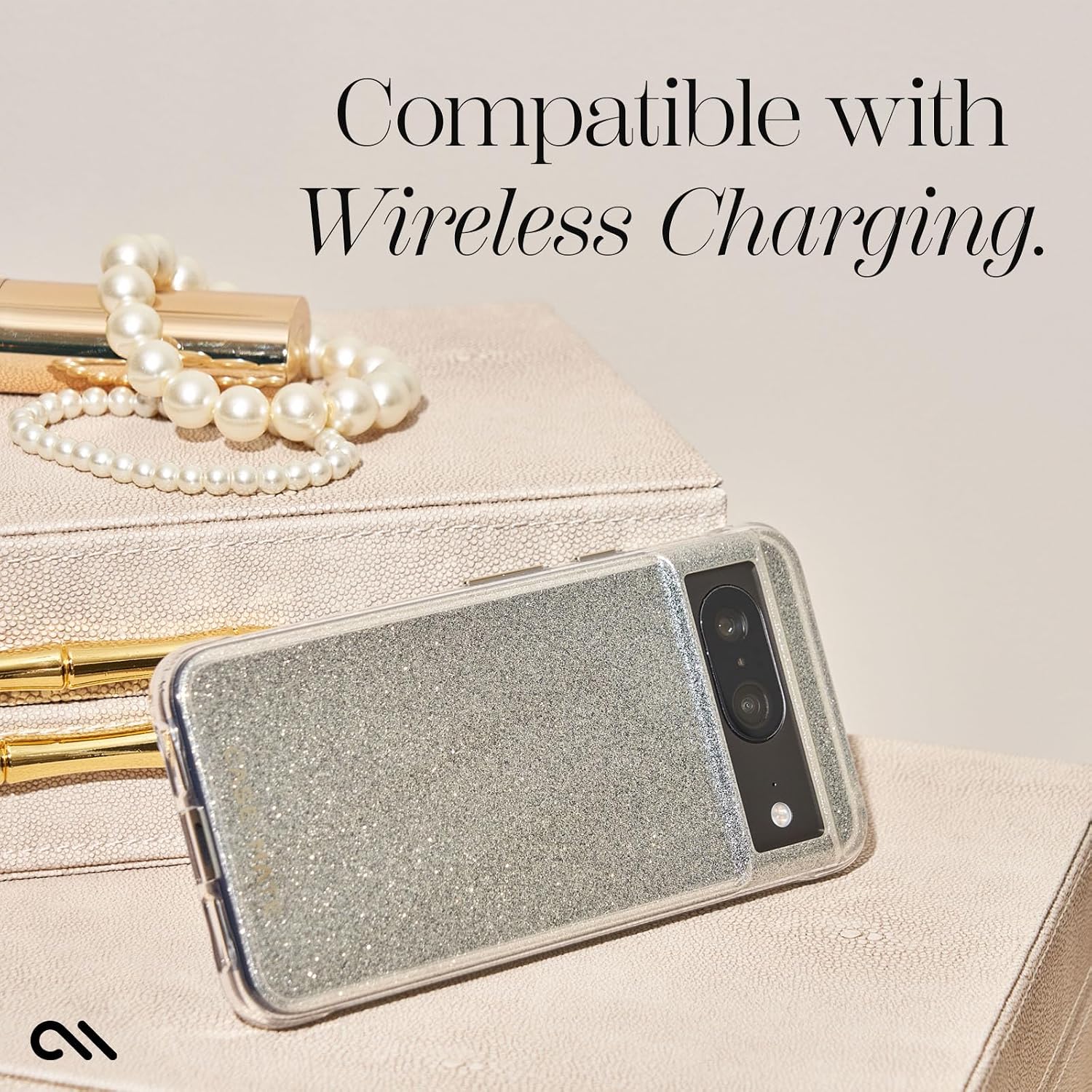 Case-Mate Google Pixel 8 Case [6.2”,2023] [12ft Drop Protection] [Wireless Charging] Sheer Crystal Gold Phone Case for Google Pixel 8 - Luxury Glitter Cover - Shockproof, Anti Scratch Technology image 4