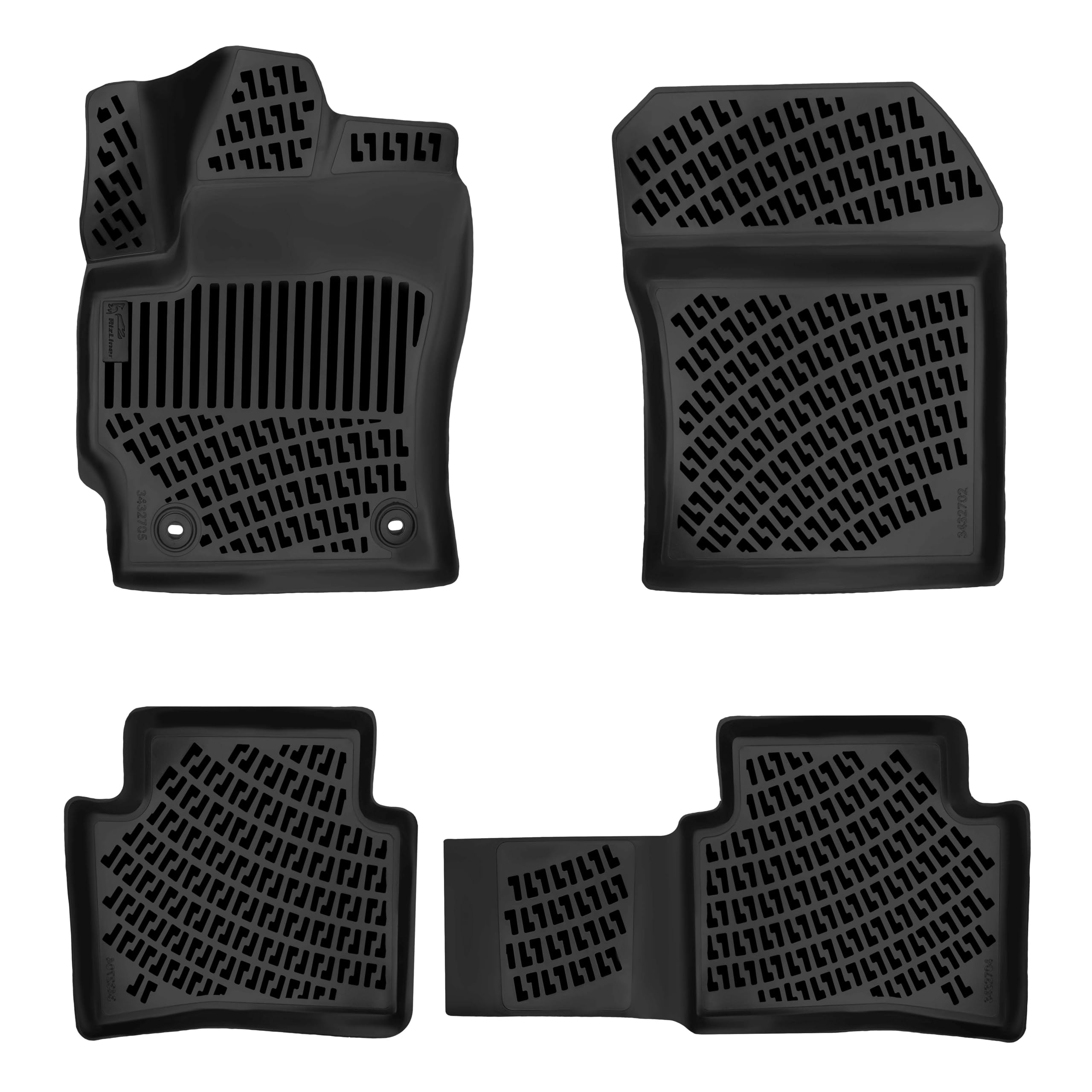 Toyota Corolla 2020-2025 (No Hatcback or Cross Models) Floor Mats 3D Custom Fit Rubber Car Mats Laser Measured Floor Liners All Weather Heavy Duty Waterproof Odorless Non-Slip (Front & Rear)