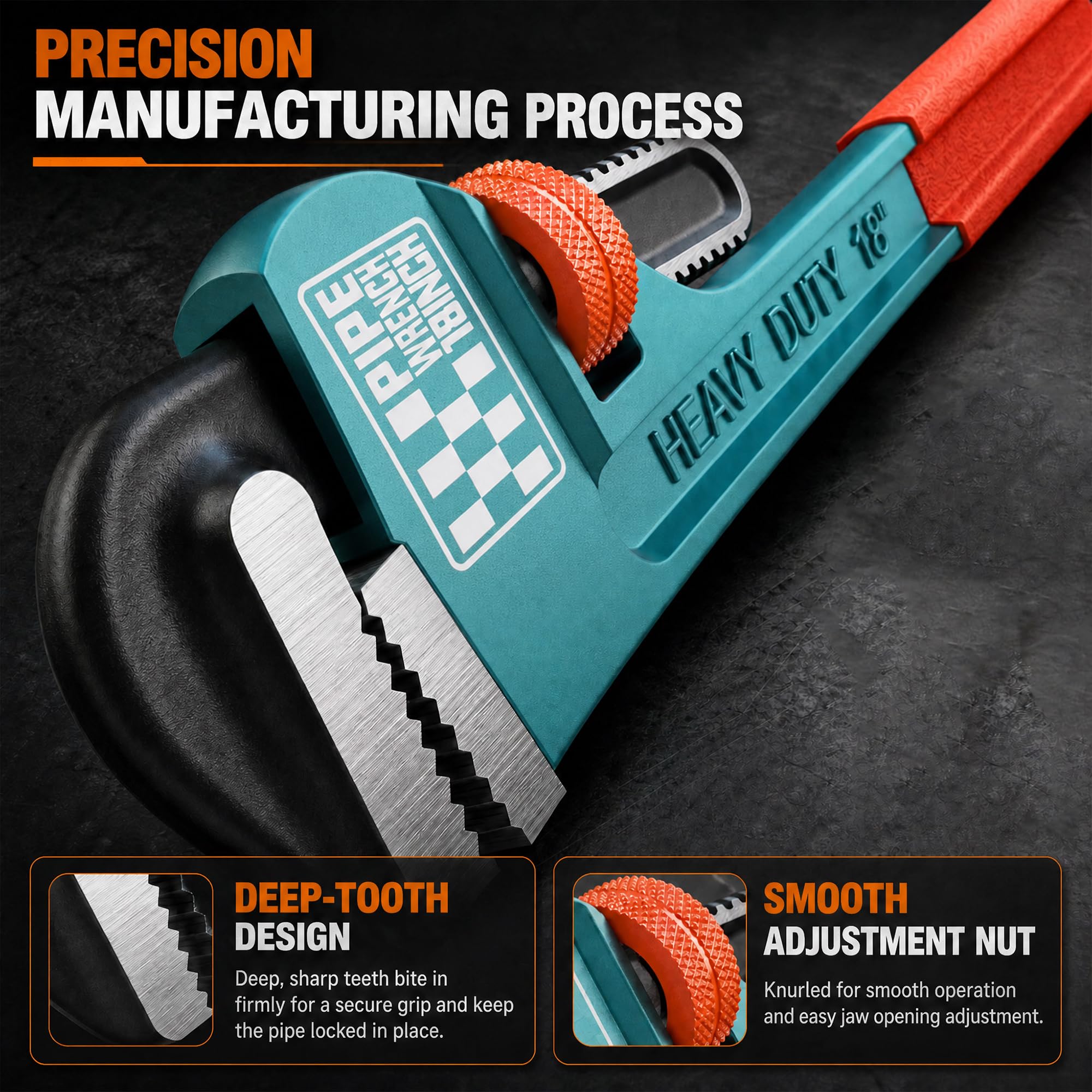 Llave de Tubo, Acero Aleado, Llave para Tubo Ajustable de 450 mm