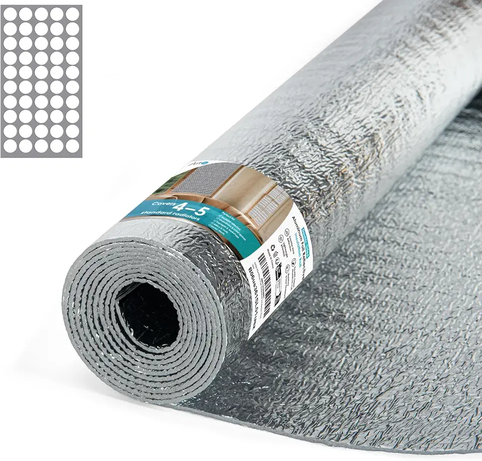 Art3d 3MM Reflective Insulation Roll, 48IN x 10FT – Double Sided Aluminum with Foam Core, Radiant Barrier for Window Insulation, Basements, Garage Doors and RVs