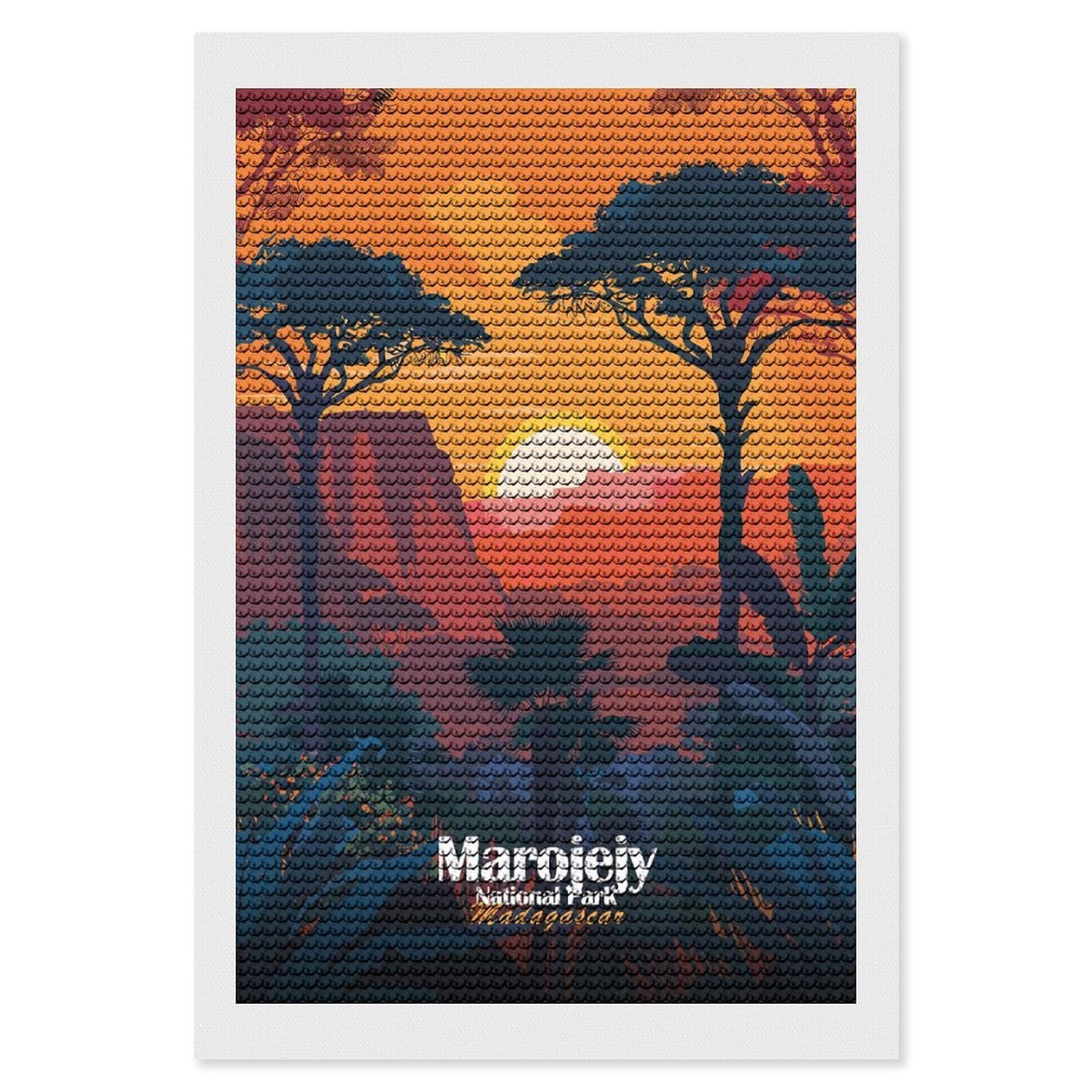 Junmoney Marojejy National Park, Madagascar Diamond Painting Canvas Set 8"x12", for Women, Mindful Craft Activity, Cosy Home Accent, Festive Craft Gift