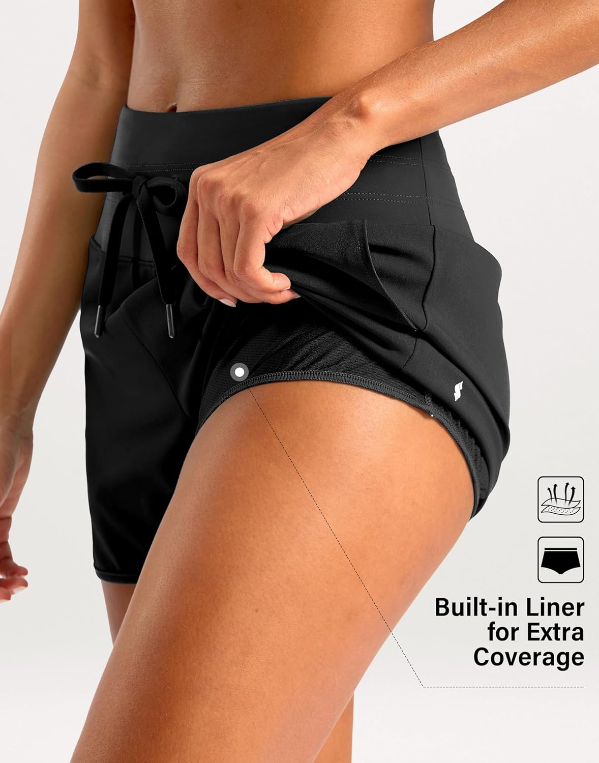 Soothfeel Women's Running Athletic Shorts with Zipper Pocket 3" Quick Dry Gym Workout Shorts for Women with Liner - Image 4