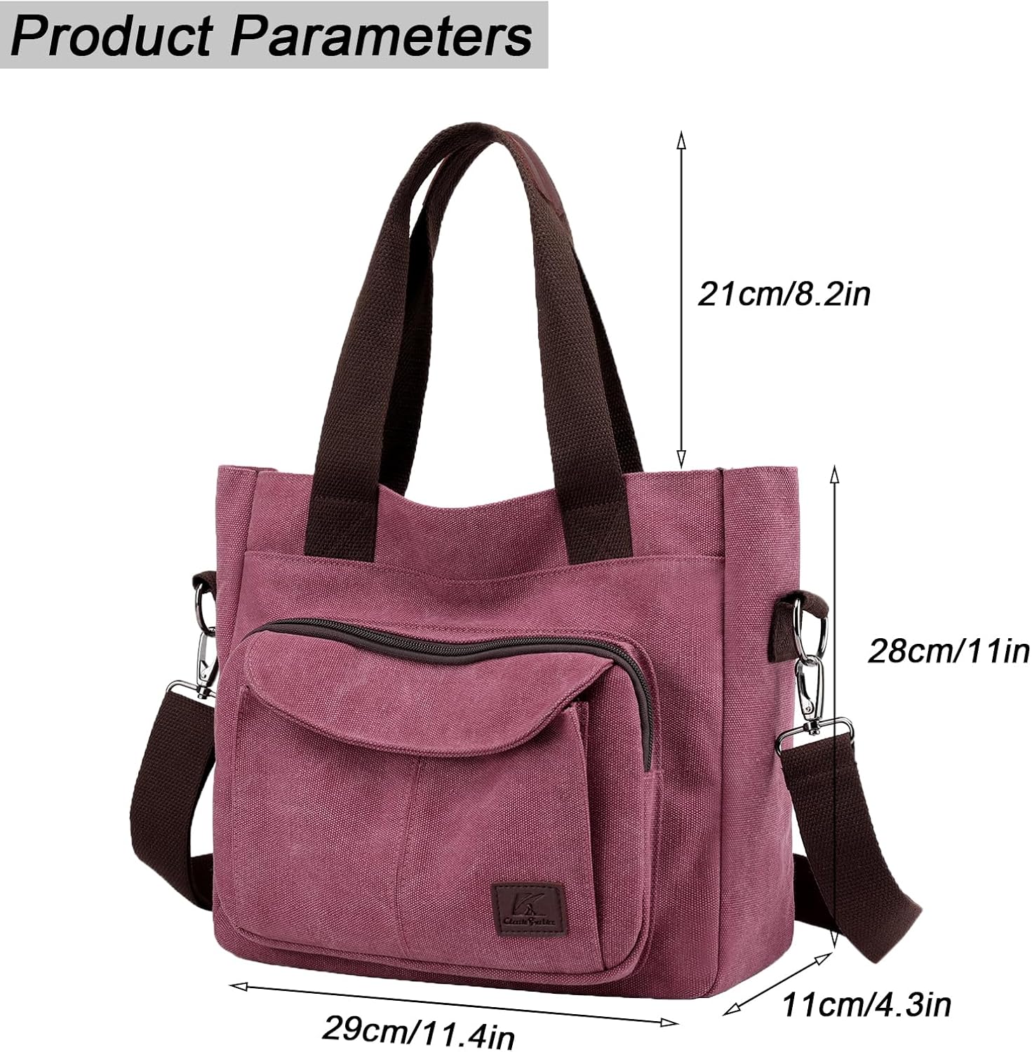 ZHIERNA Women's Canvas Tote Purse Casual Shoulder Crossbody Bags Small Handbag, Multi-pocket Top Handle Work Bag - Image 4