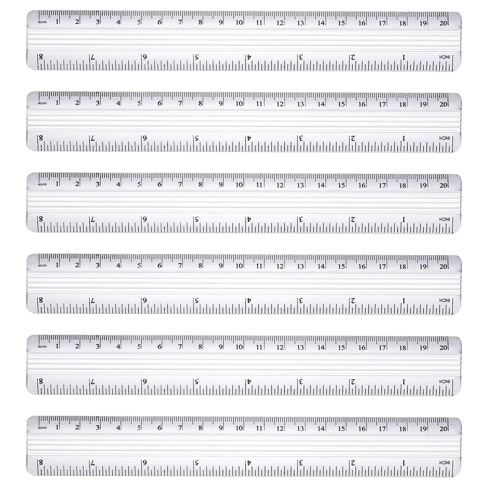 PATIKIL 8 Inch Metal Rulers, 6Pcs Aluminum Alloy Drafting Ruler Measuring Drafting Tools with Centimeters and Inches for Office Home Teacher Drawing Supplies, Silver