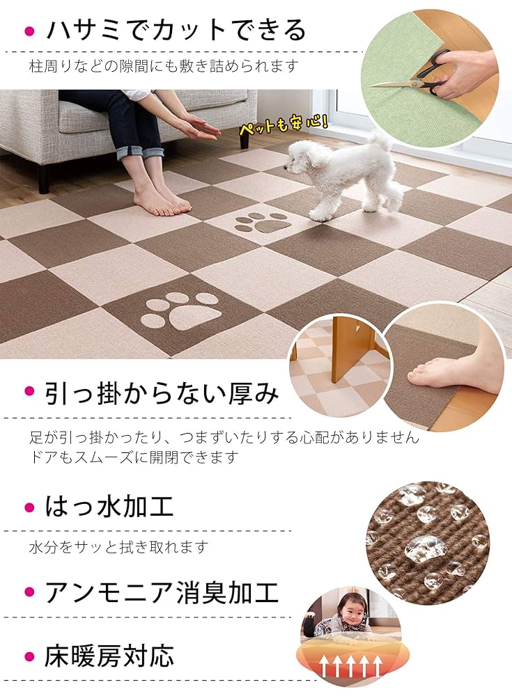 Amazon｜【日本製 撥水 消臭 洗える】サンコー ずれない タイル