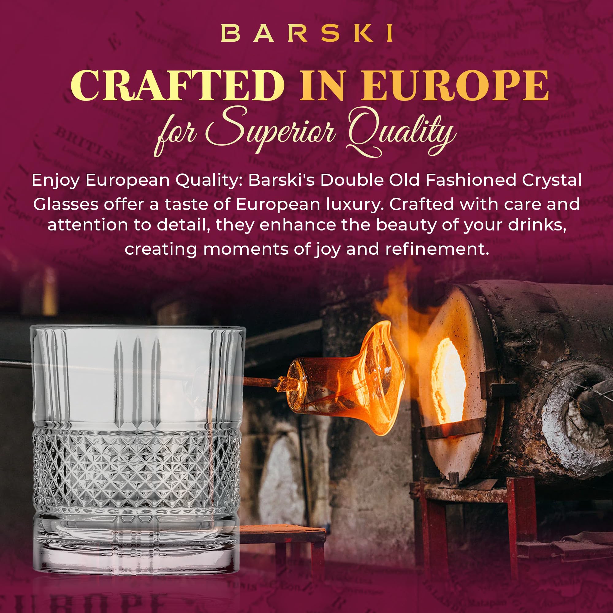 Barski Vasos dobles de cristal europeo, aptos para lavavajillas, para whisky, bourbon y bebidas, adecuados para uso diario y ocasiones especiales, regalo ideal, juego de 4 a 11 onzas, Allure