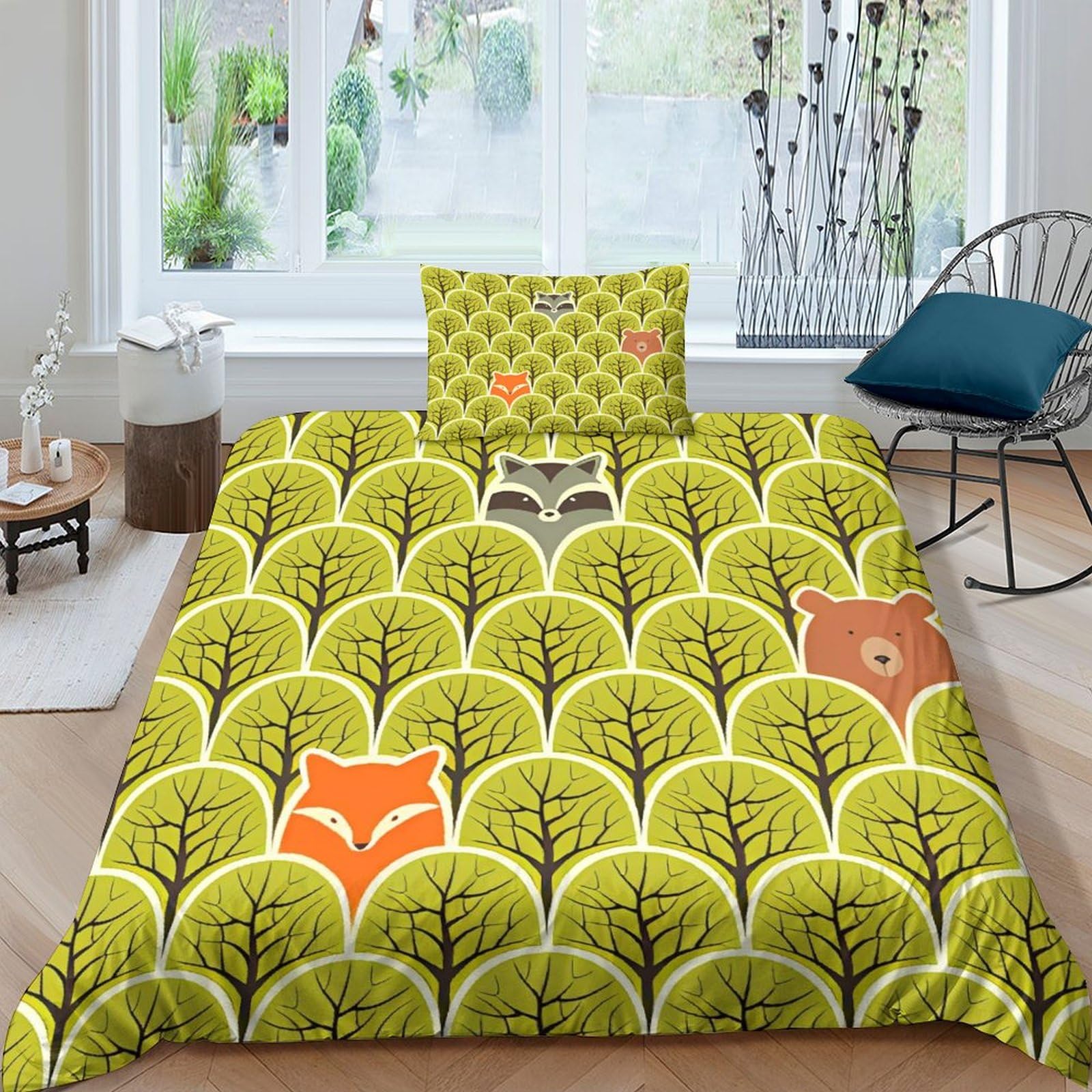 Housse de couette renard microfibre sans repassage fermeture éclair 135x200