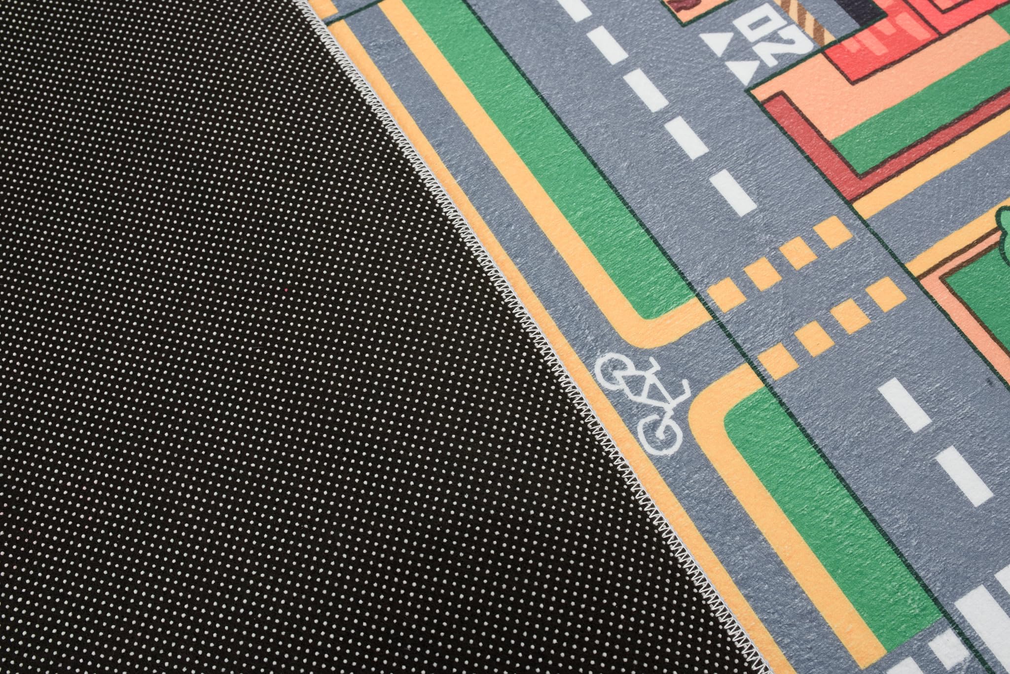 TAPISO Flannel Tapis Chambre Enfant Bébé Fille Garçon Antidérapant Lavable Gris Vert Rouge Bleu Tapis de Jeux Voiture Circuit Route Ville Poils Ras Oeko-TEX Résistant 140 x 200 cm