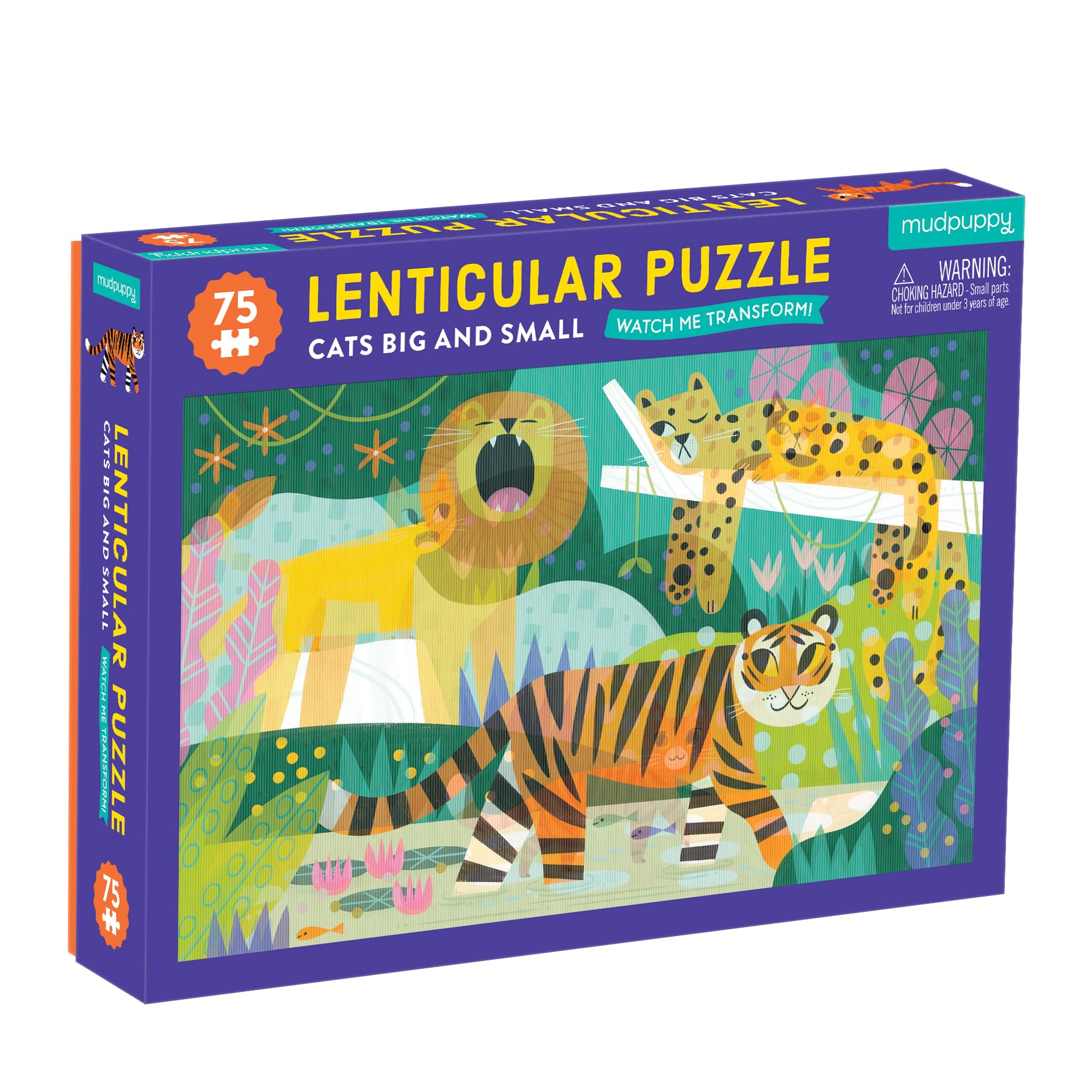 Mudpuppy Cats Big and Small 75 Piece Lenticular Puzzle from Mudpuppy - Exciting and Innovative Jigsaw Puzzle for Kids, 17.75" x 11", Watch The