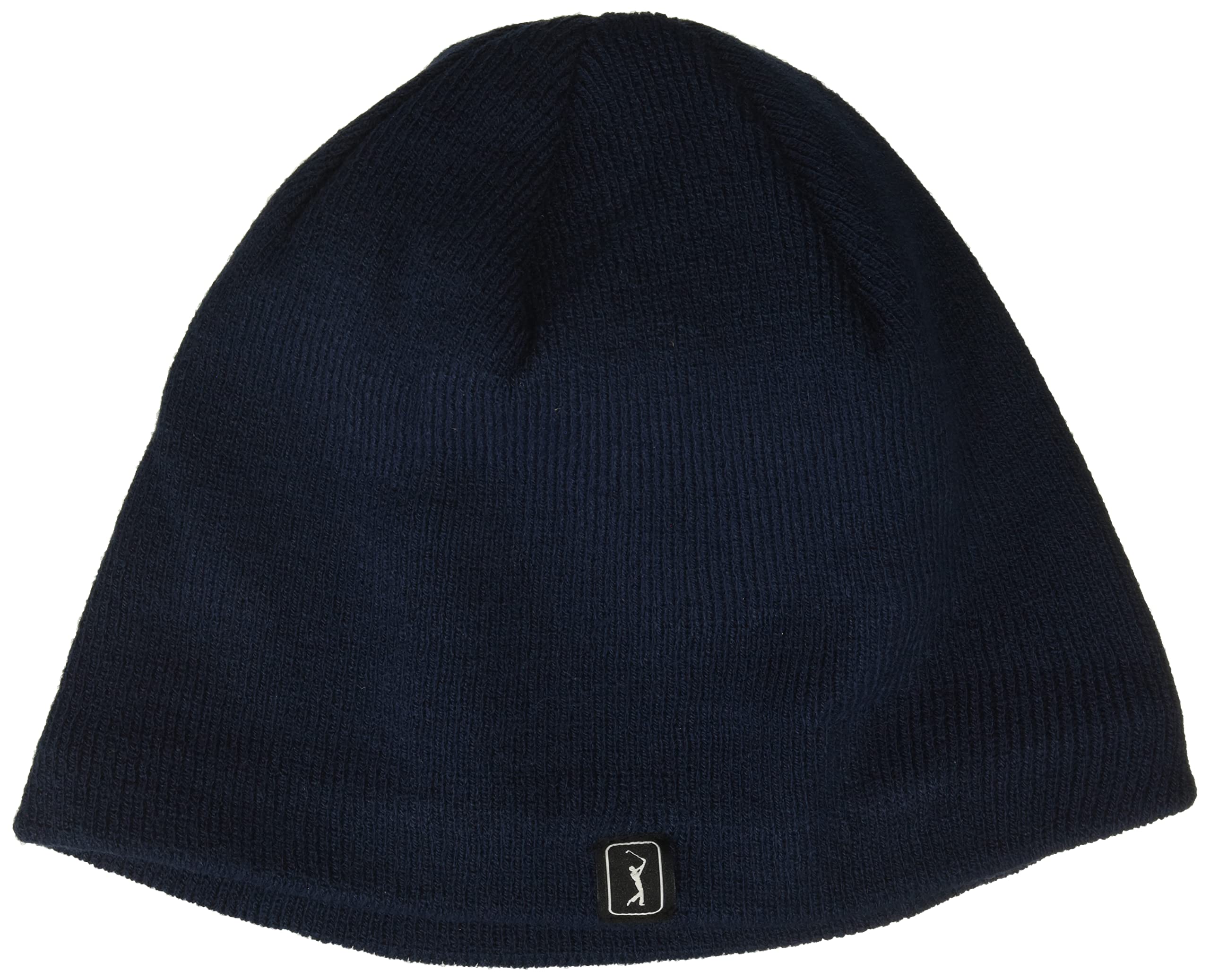 PGA Tour Men's Knit Beanie Hat, Cuffed With Pom Pom Detail (One Size), Solid Navy, One Size