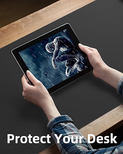 Miniatura 3 de Almohadilla grande para escritorio, alfombrilla para mouse, tapete para escritorio de oficina, protector de escritorio de piel sintética Negro