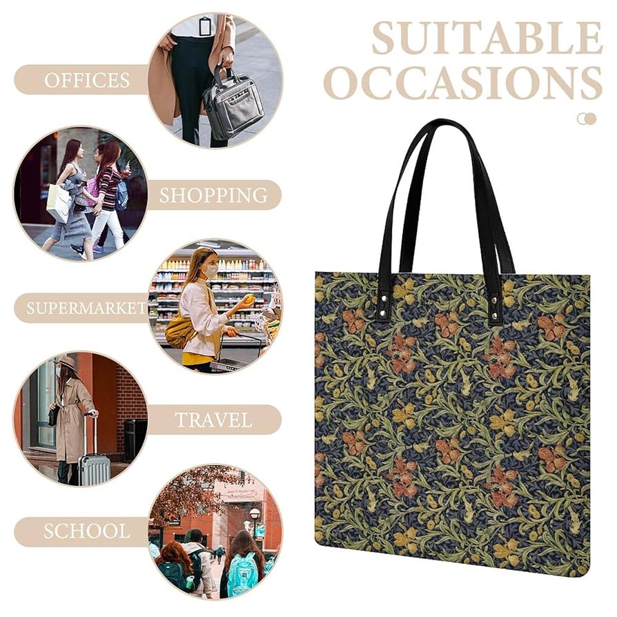 Amazon.co.jp: William Morris Tote Bag, Floral Pattern