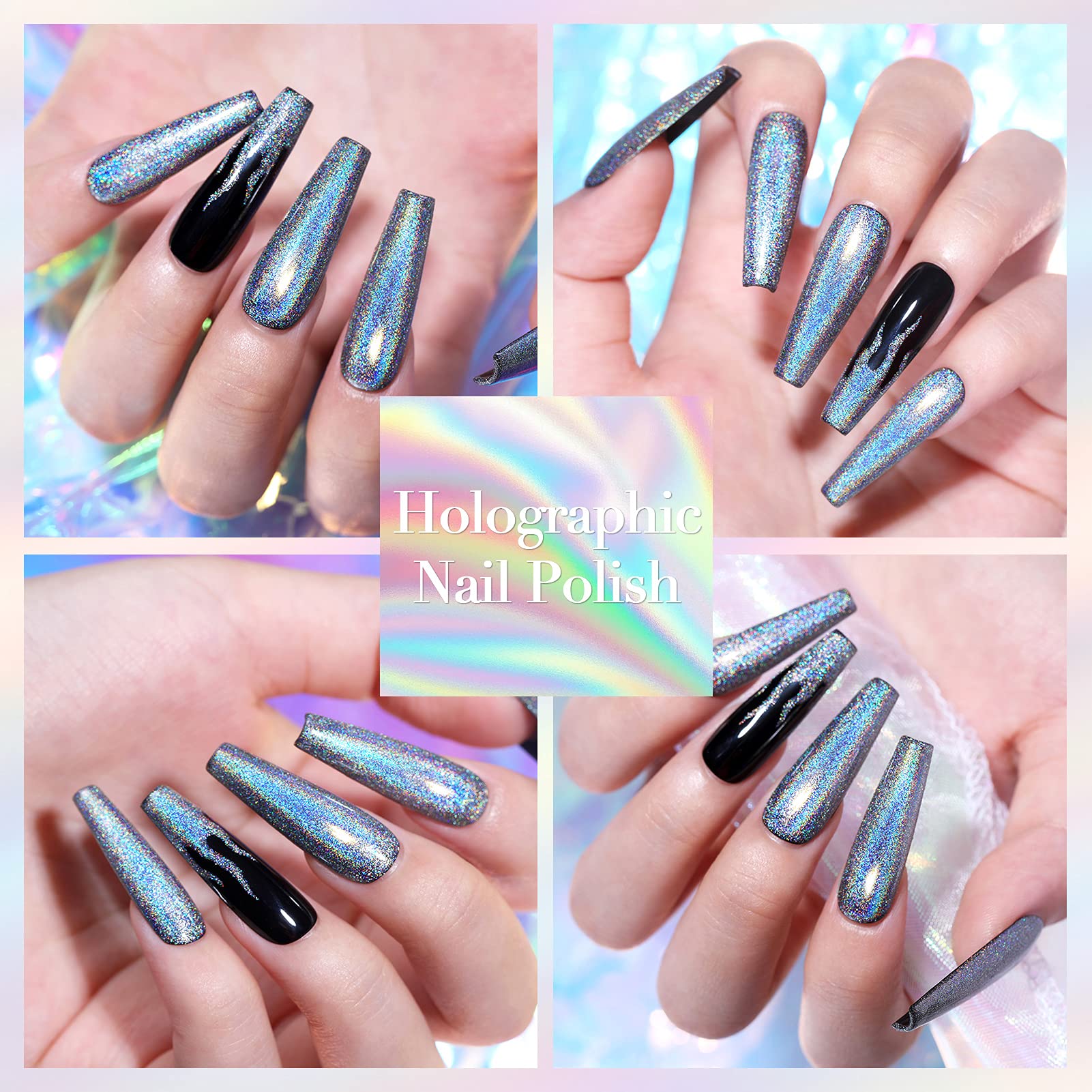 Amazon.com: BORN PRETTY Holographic Gel Polish Set Silver Glitter Gel Nail  Polish Disco DJ Gel Nail Polish Shiny Nail Gel Nail Art Manicure Varnish  7ML 1Bottle : Everything Else
