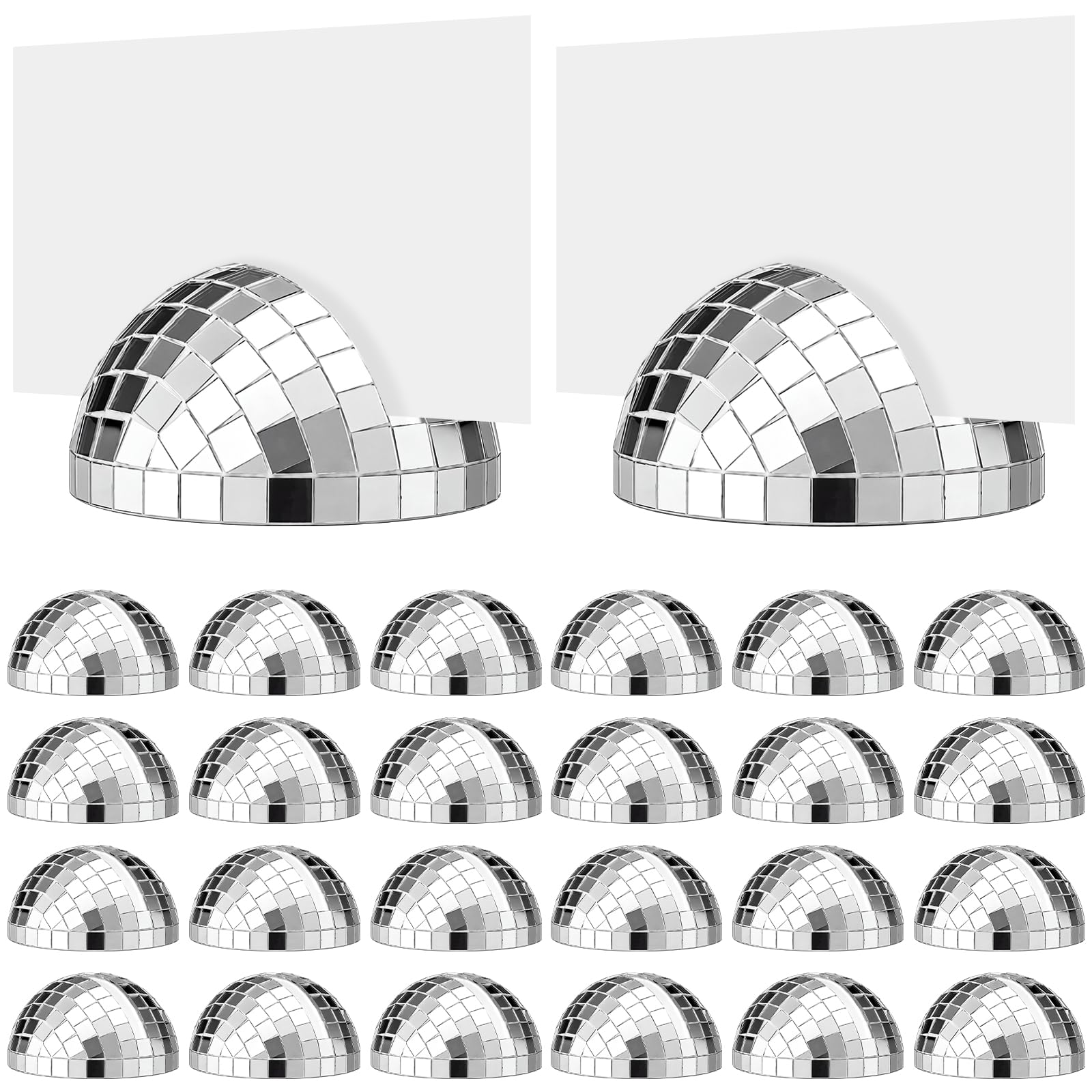 Leinuosen 24 Pcs Disco Ball Place Card Holders Photo Stand