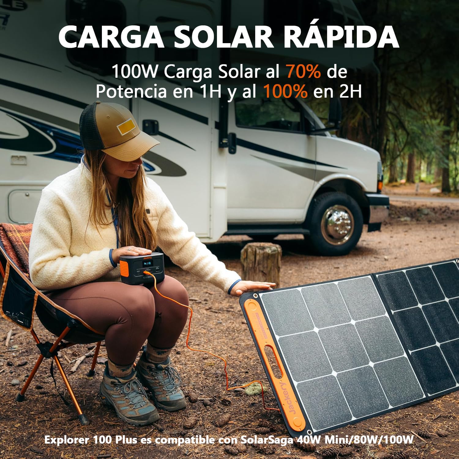 Jackery Explorer 100 Plus Estación de Energía Portátil 99Wh/31000mAh | Batería LiFeP04, 3 Puertos USB-A/C 128W Salida Max, Tamaño de Palma de mano para Viajes de Negocios, Excursiones