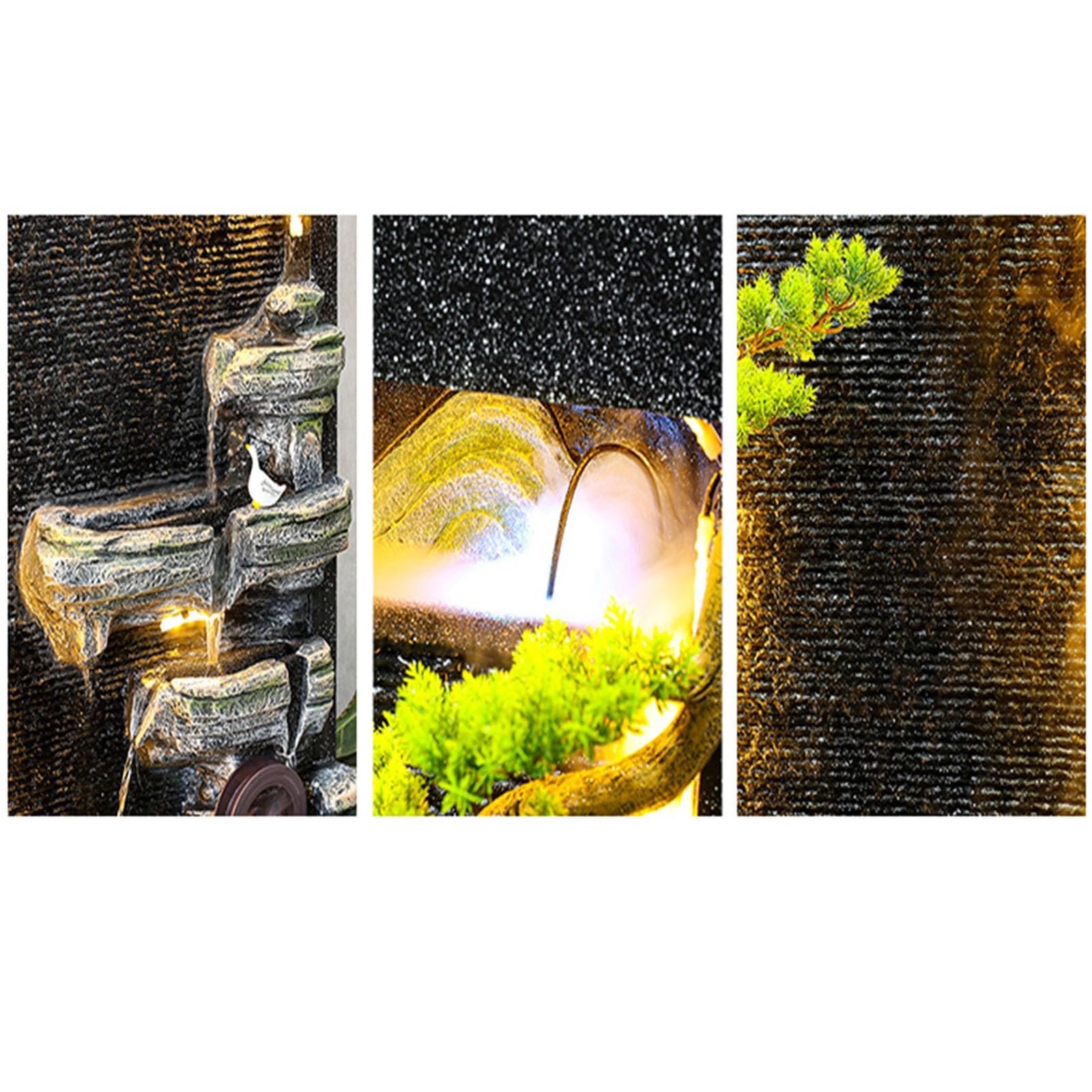 Fuente de suelo de pie para sala de estar, Fuente de agua for jardín interior/exterior con luces LED, fuente grande de rocalla for el suelo, característica de cascada for decoración del jardín del hog