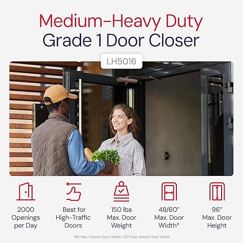 Miniatura 2 de Cierrapuertas Lawrence de Grado Comercial para Puertas MedianasPesadas 1 - Cierrapuertas Automático Comercial de Montaje en Superficie con Control