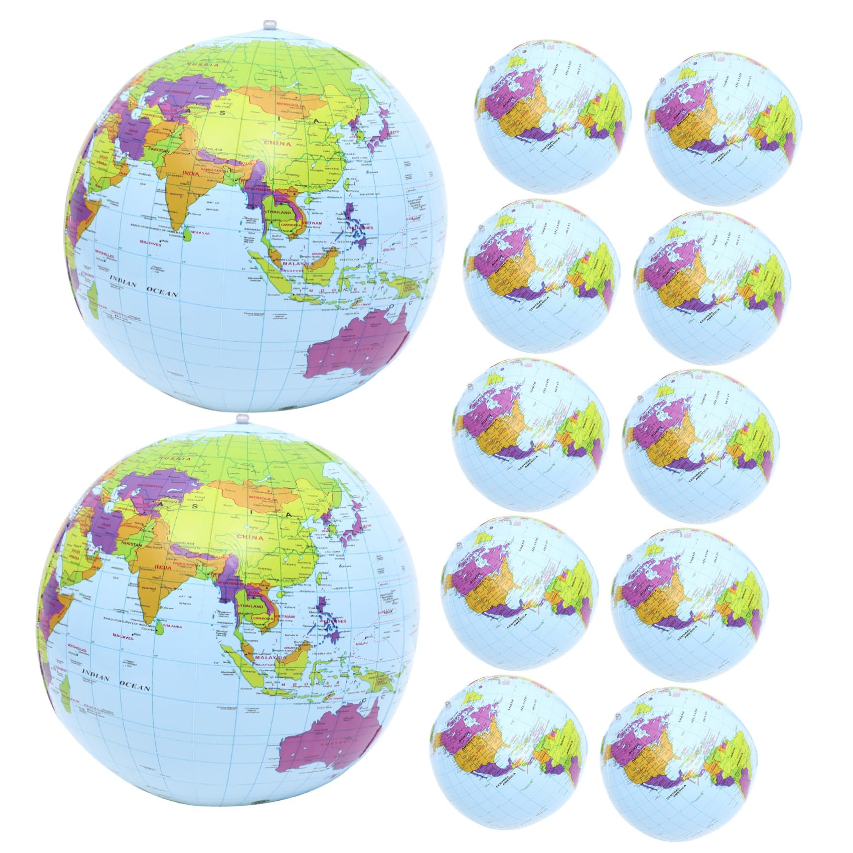 KICHOUSE 12Pcs Inflatable Beach Balls with World Map Design Before Inflation for Pool Ocean and Summer Parties Fun Adults