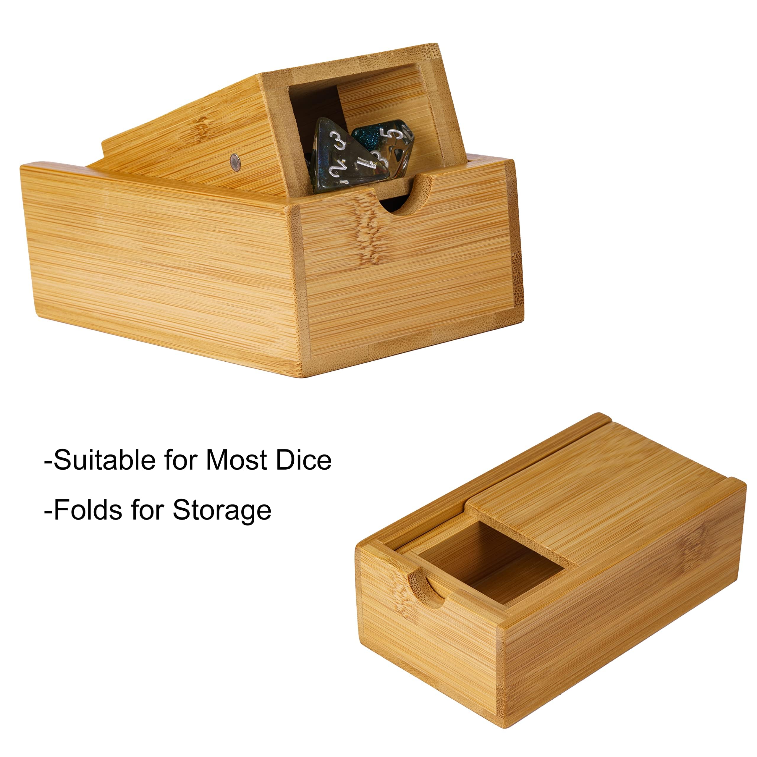 Cusdie Torre de Dados de bambú Plegable de Madera para Dungeons and Dragons, Juego de Mesa, D&D, RPG (sin Logotipo)